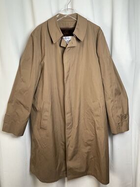 Vintage Whaling Mfg Co Men’s Tan Trench Coat W/Removable Faux Fur Lining Sz 46 L